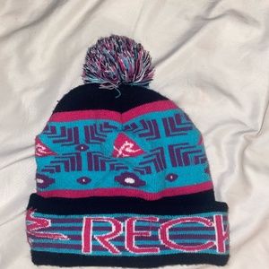 Young and Reckless Black Pink and blue beanie